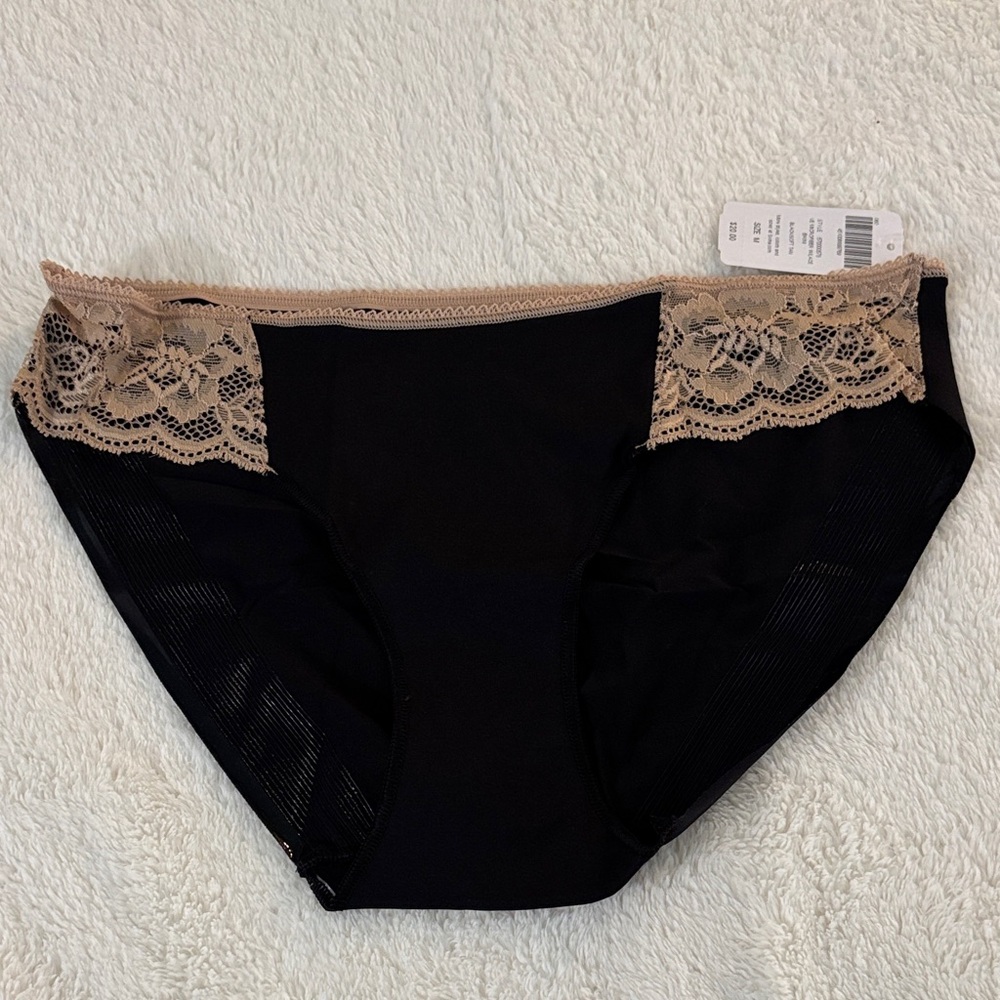 Soma Black and Tan Lace Trim Panties